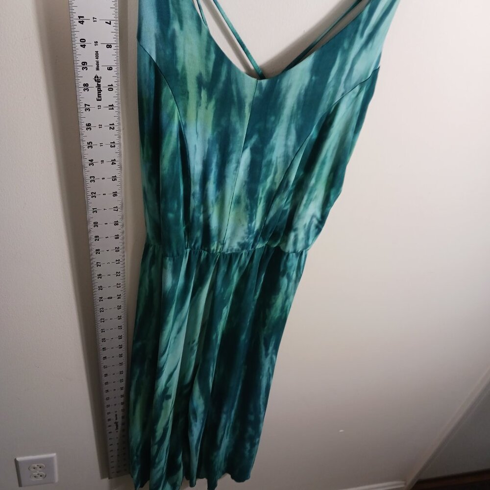 Zen Knits, Calf/Ankle Length Teal Tie Dye Jumpsuit, Size Large, Adj. Straps Boho - Picture 14 of 16